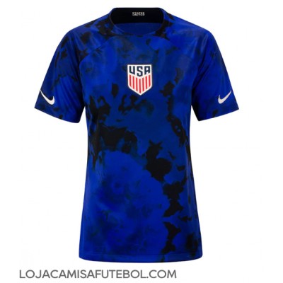 Camisa de Futebol Estados Unidos Equipamento Secundário Mulheres Mundo 2022 Manga Curta
